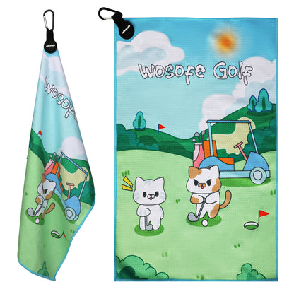 M16 New Design Golf Towel Digital Printing Fun Cartoon Pattern with Magnetic Clasp