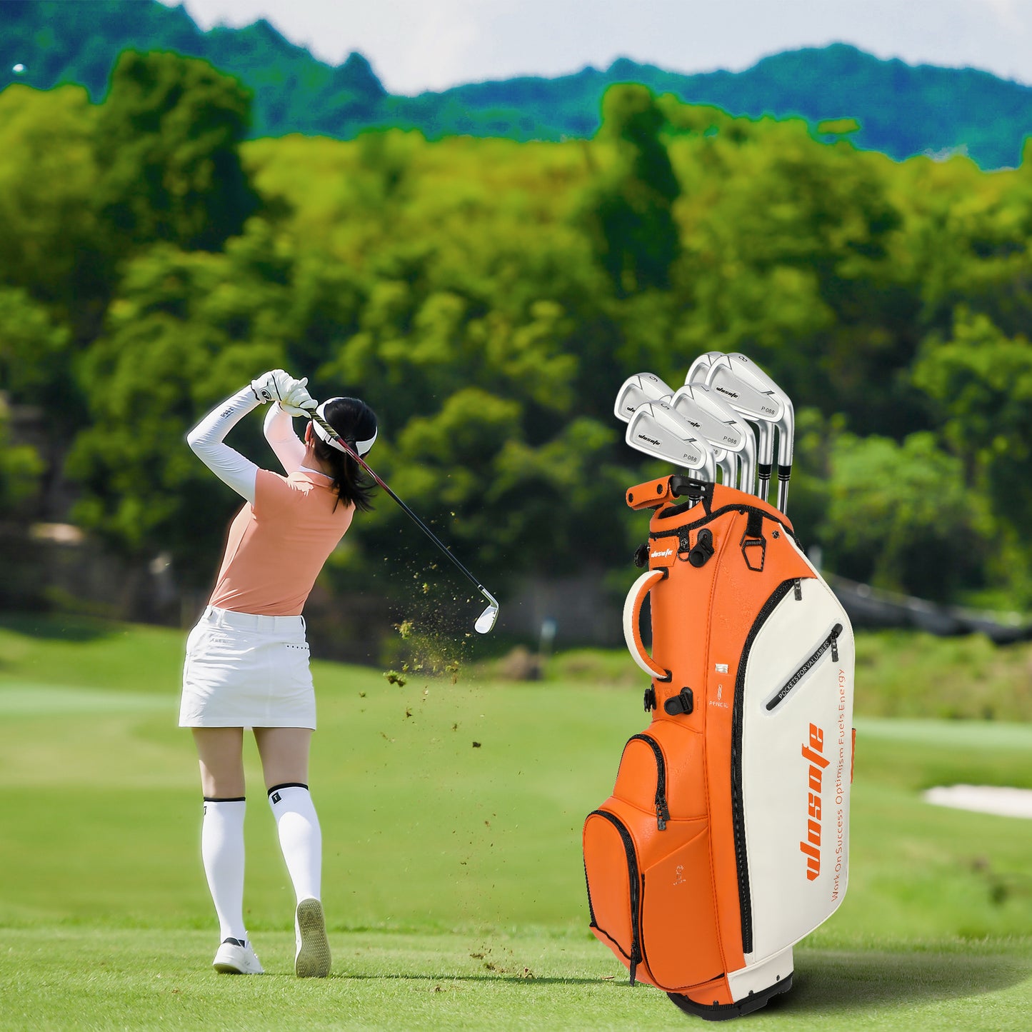 Wosofe Golf Stand Bag Lightweight Waterproof PU Fabric, Customizable for Men (Pending. Please contact us)