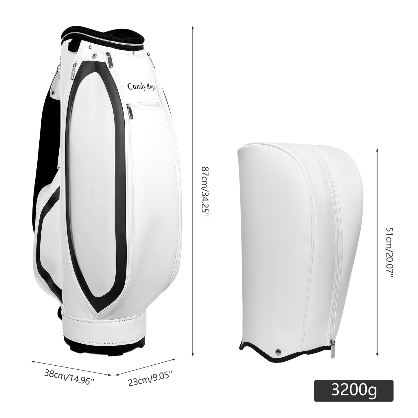 White Portable Golf Cart Bag Nylon Waterproof Lasting Durability