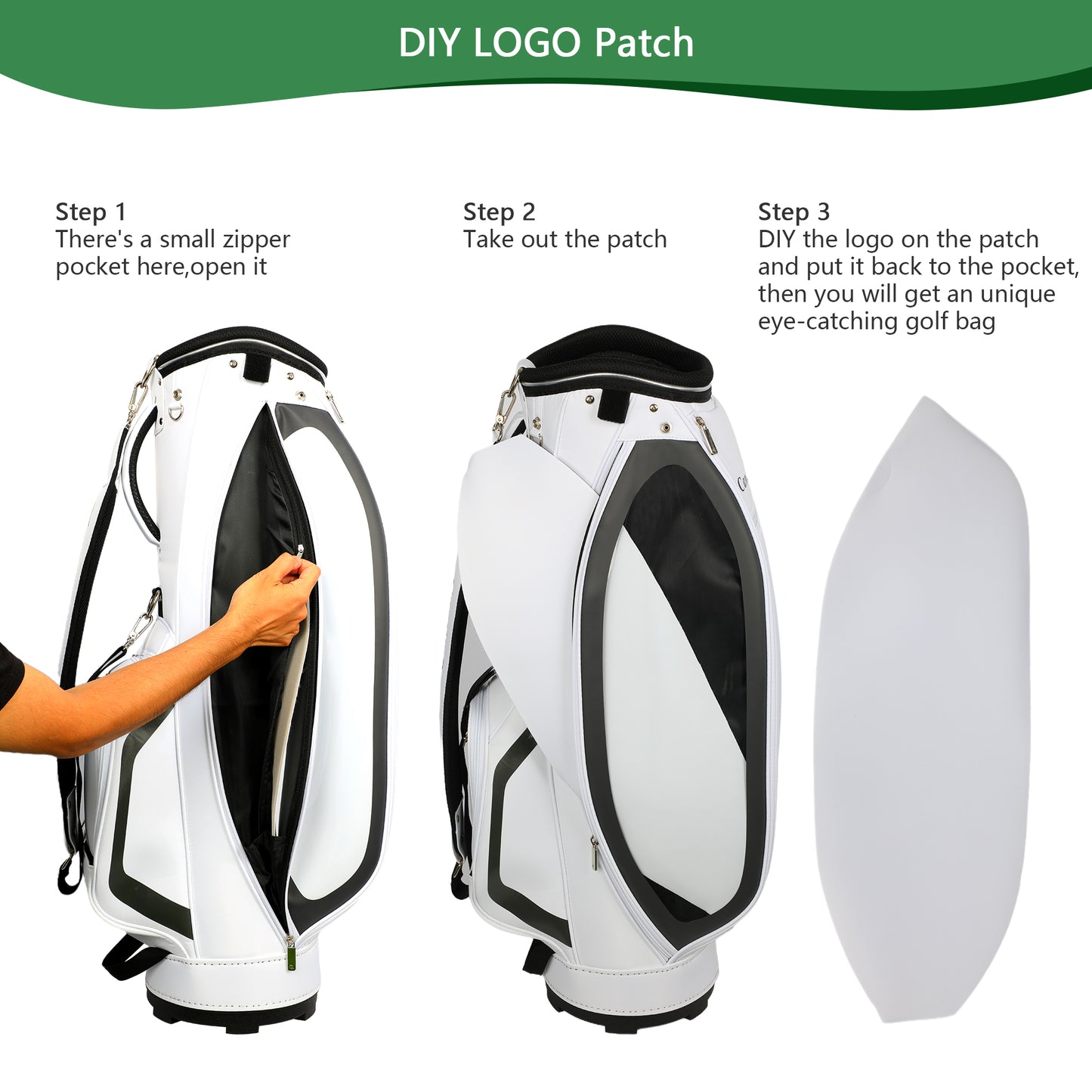 White Portable Golf Cart Bag Nylon Waterproof Lasting Durability