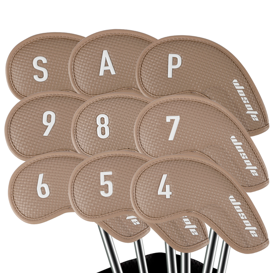 New Golf Irons Protective Cover Brown Extended Woven Texture