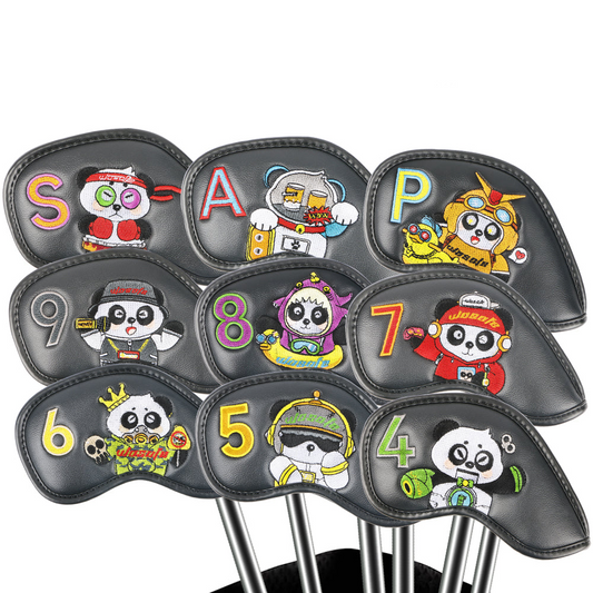 Golf Irons Cover Club Cap Cover Panda Pattern Design High-grade PU Club Head Protection Cover Cross-border Hot Sale