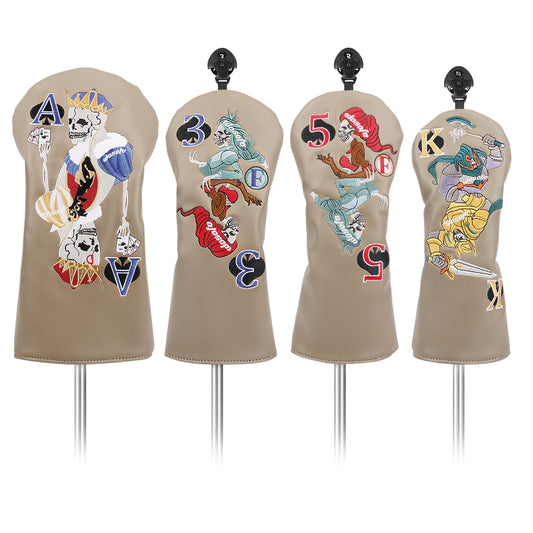 Golf Clubs Head Cover Skeleton Embroidery 4PCS/Set