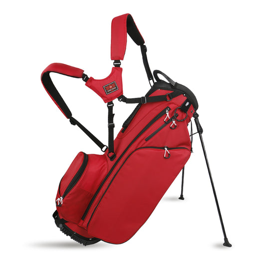 Simple Portable Customized Waterproof Double Strap Red Nylon Golf Sports Bag Standing Bag