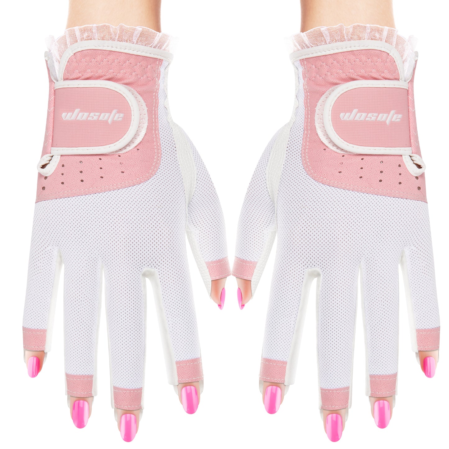 Delicate Pink Lace Finger-Out Glove