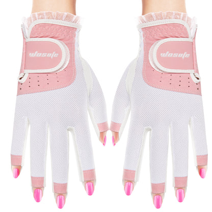 Delicate Pink Lace Finger-Out Glove