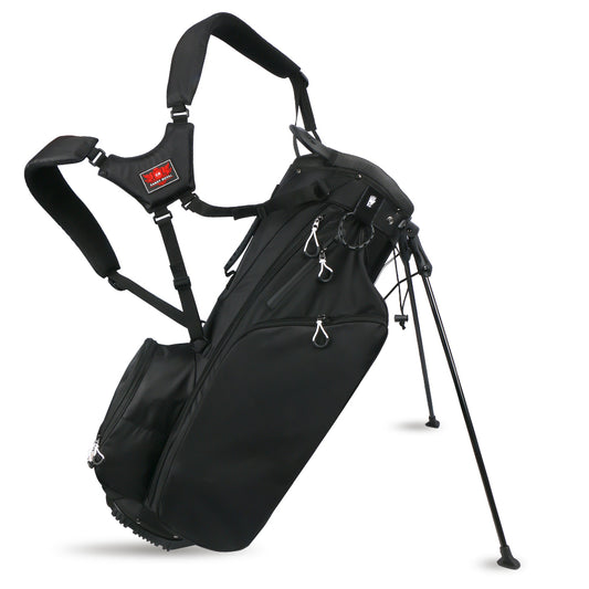 Simple Portable Customized Waterproof Double Strap Black Nylon Golf Sports Bag Standing Bag