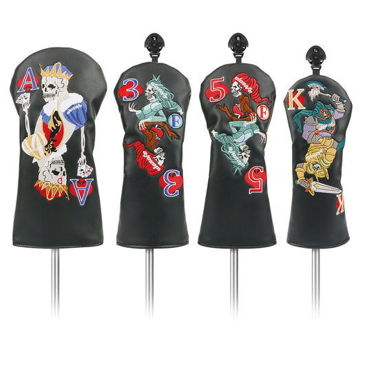 Golf Wood Club Cover Black Skull embroidery 4PCS/Set