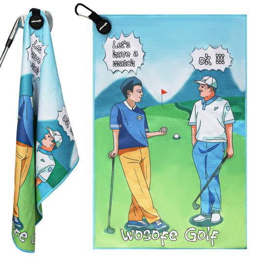 M16 New Design Golf Towel Digital Printing Fun Cartoon Pattern with Magnetic Clasp