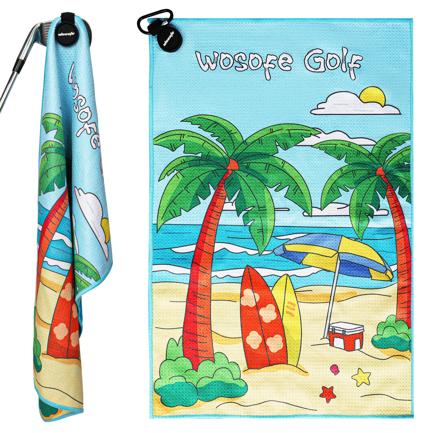 M16 New Design Golf Towel Digital Printing Fun Cartoon Pattern with Magnetic Clasp