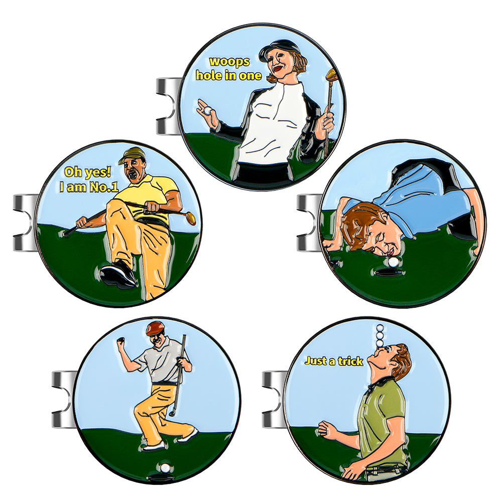 Golf Ball Markers For Hat Funny Enamel Golf Accessories 5 models/package