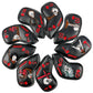 Golf Iron Head Covers Leather Golf Iron Covers Set Black Skull Pattern