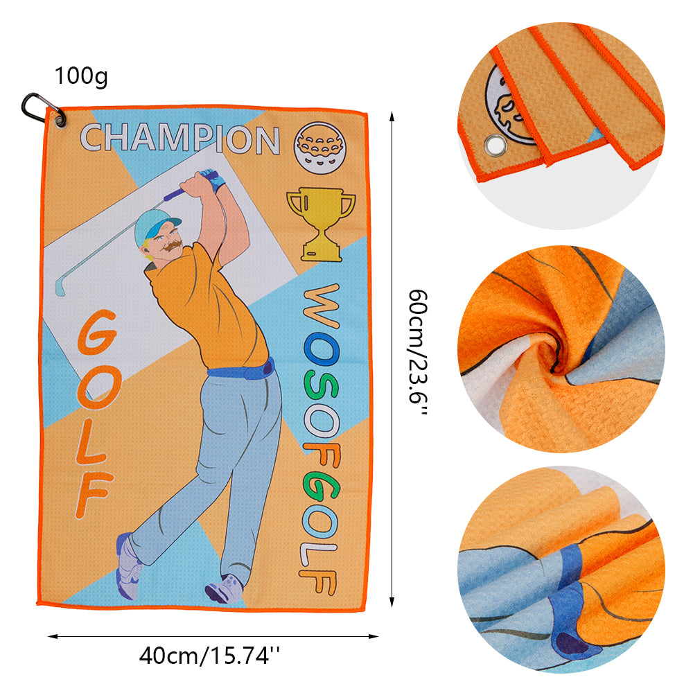 M02 Golf Towel Super Fiber Waffle Towel Double Sided Printed Pattern Golf Bag Golf Gift