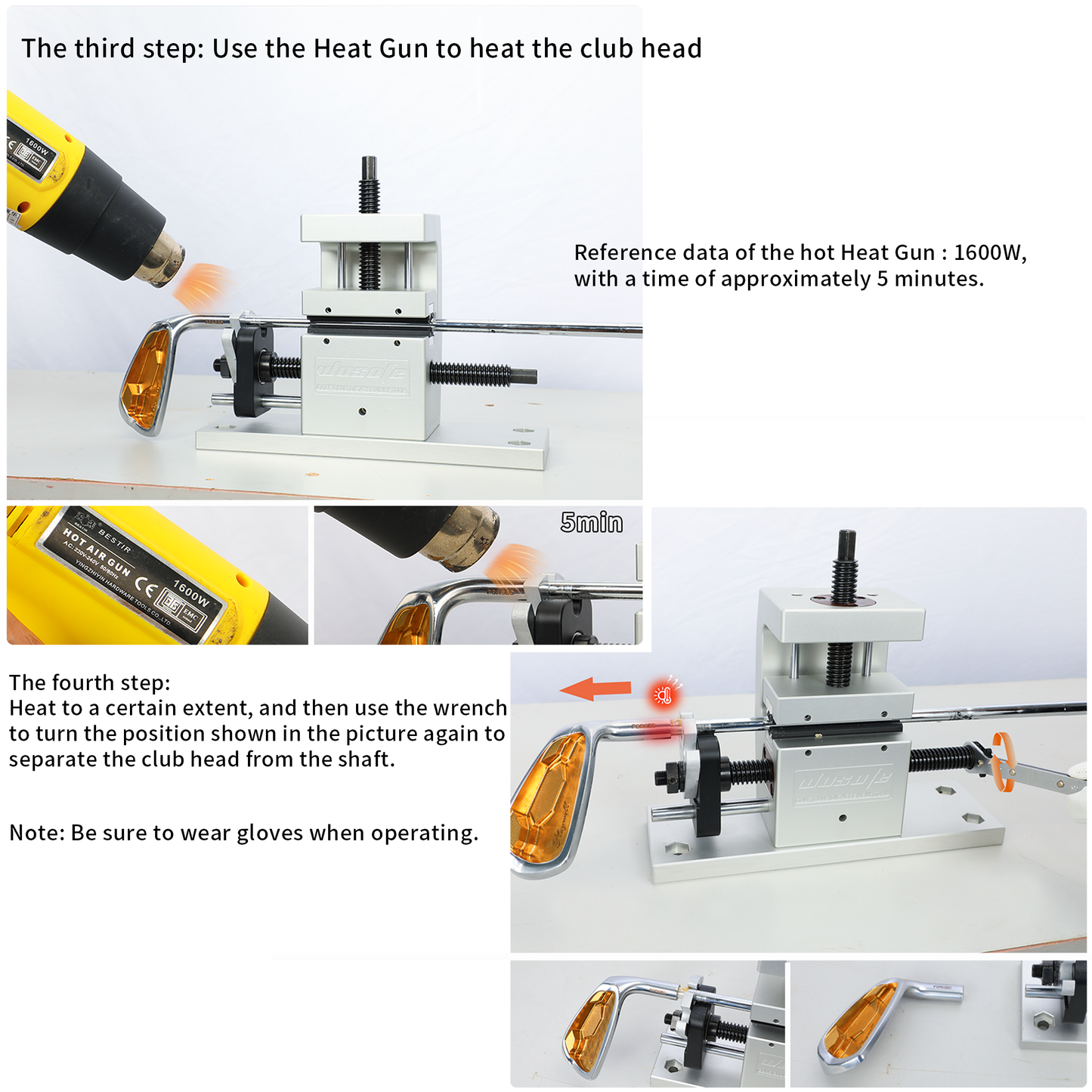 NB-1 Golf Club Diassemsbly Tool Golf Club Shaft Remover Golf Club Head Shaft Separator Repair Tool Workshop Equipment CNC Techno