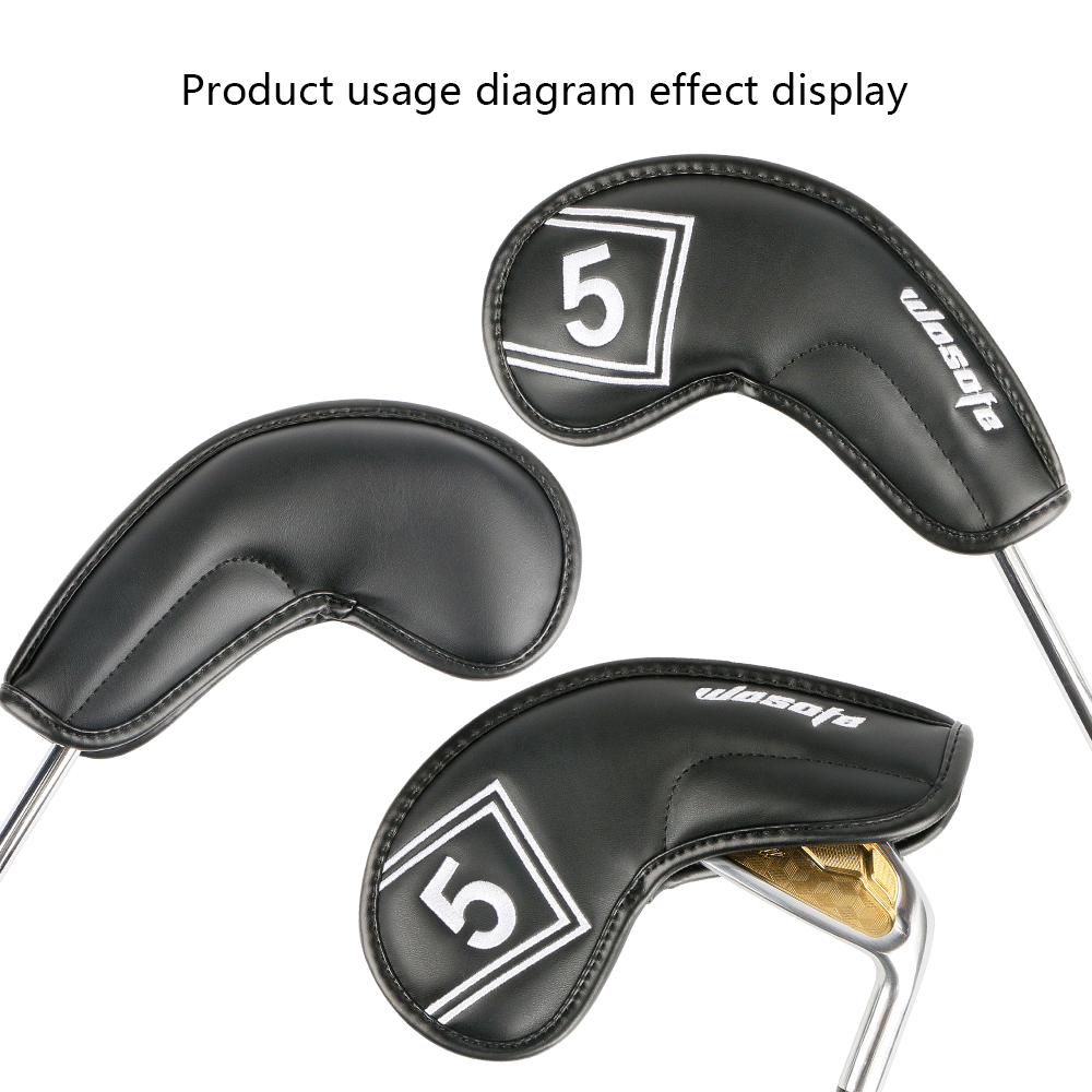 Golf Iron Headcovers Black Leather Set