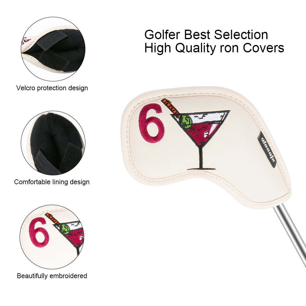 Golf Club Iron Head Covers White Wine Glass Pattern