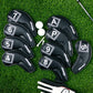 Golf Iron Headcovers Black Leather Set