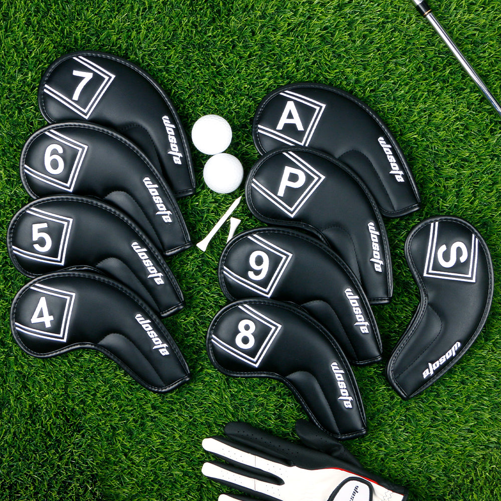 Golf Iron Headcovers Black Leather Set