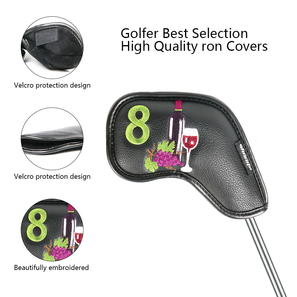 New Golf Iron Cover Club Cap Cover Wine Glass Pattern High-Grade PU