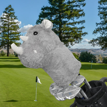 Quirky Gray Rhino Driver Headcover for Golf Enthusiasts