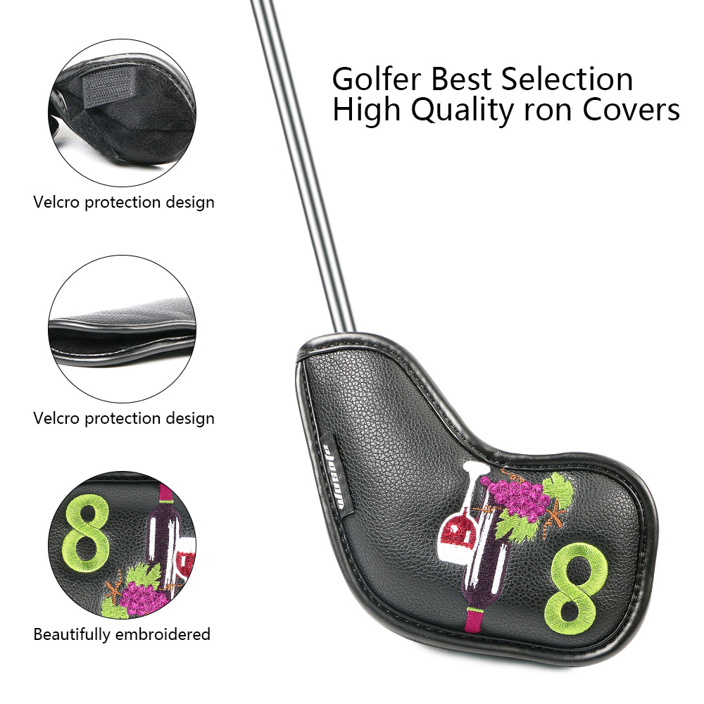 New Golf Iron Cover Club Cap Cover Wine Glass Pattern High-Grade PU