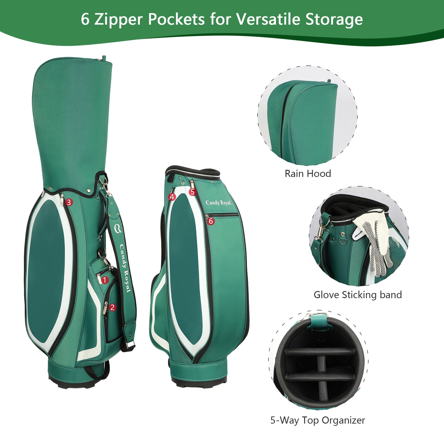 Green Portable Golf Cart Bag Nylon Waterproof Lasting Durability