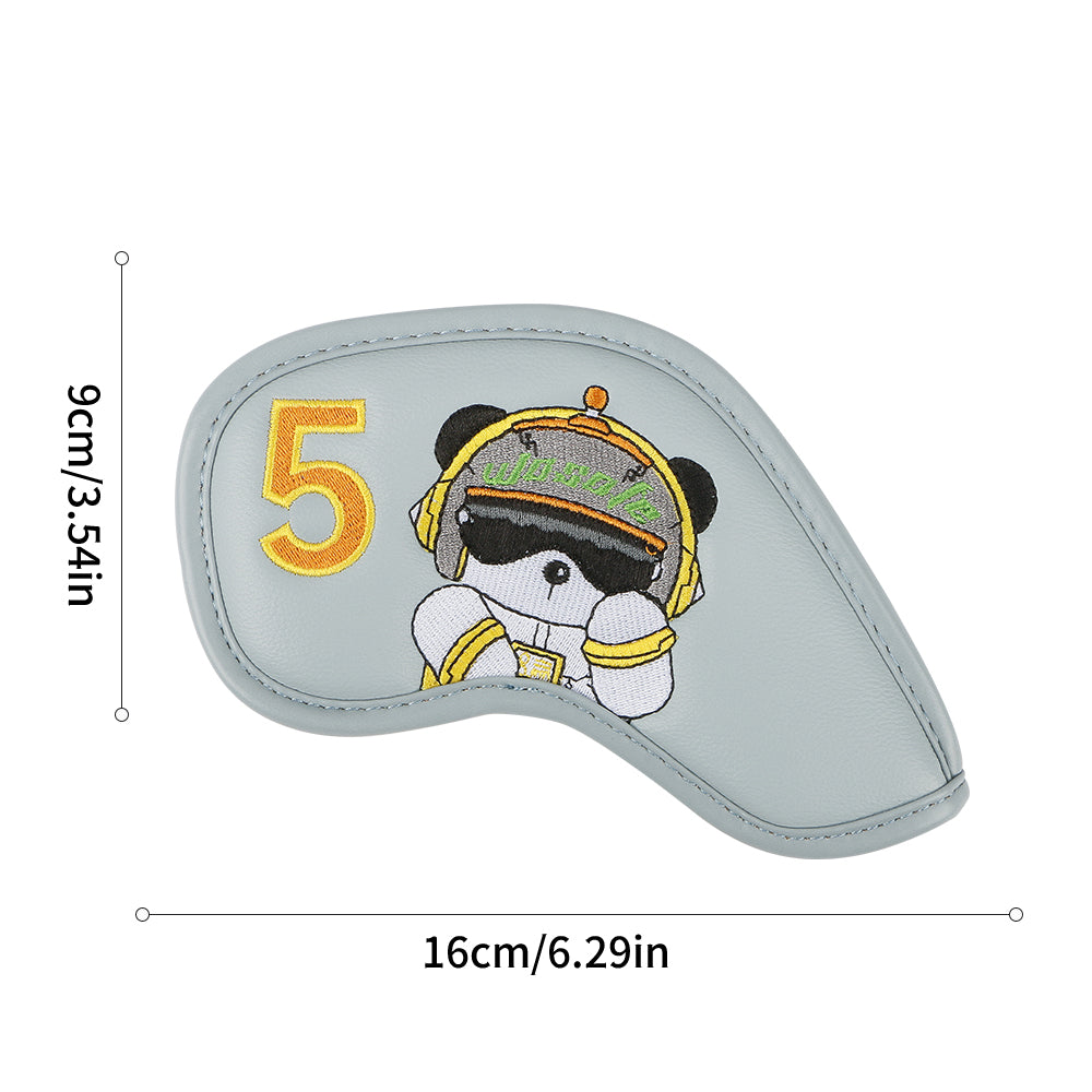 Golf Irons Cover Club Cap Cover Panda Pattern Design High-grade PU Club Head Protection Cover Cross-border Hot Sale