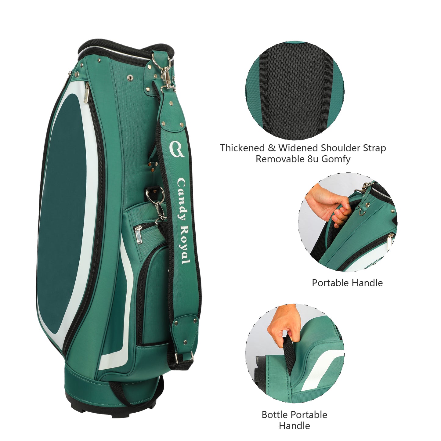 Green Portable Golf Cart Bag Nylon Waterproof Lasting Durability