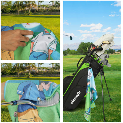 M16 New Design Golf Towel Digital Printing Fun Cartoon Pattern with Magnetic Clasp