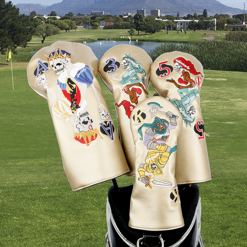 Gold Skull Embroidery Golf Wood Headcover