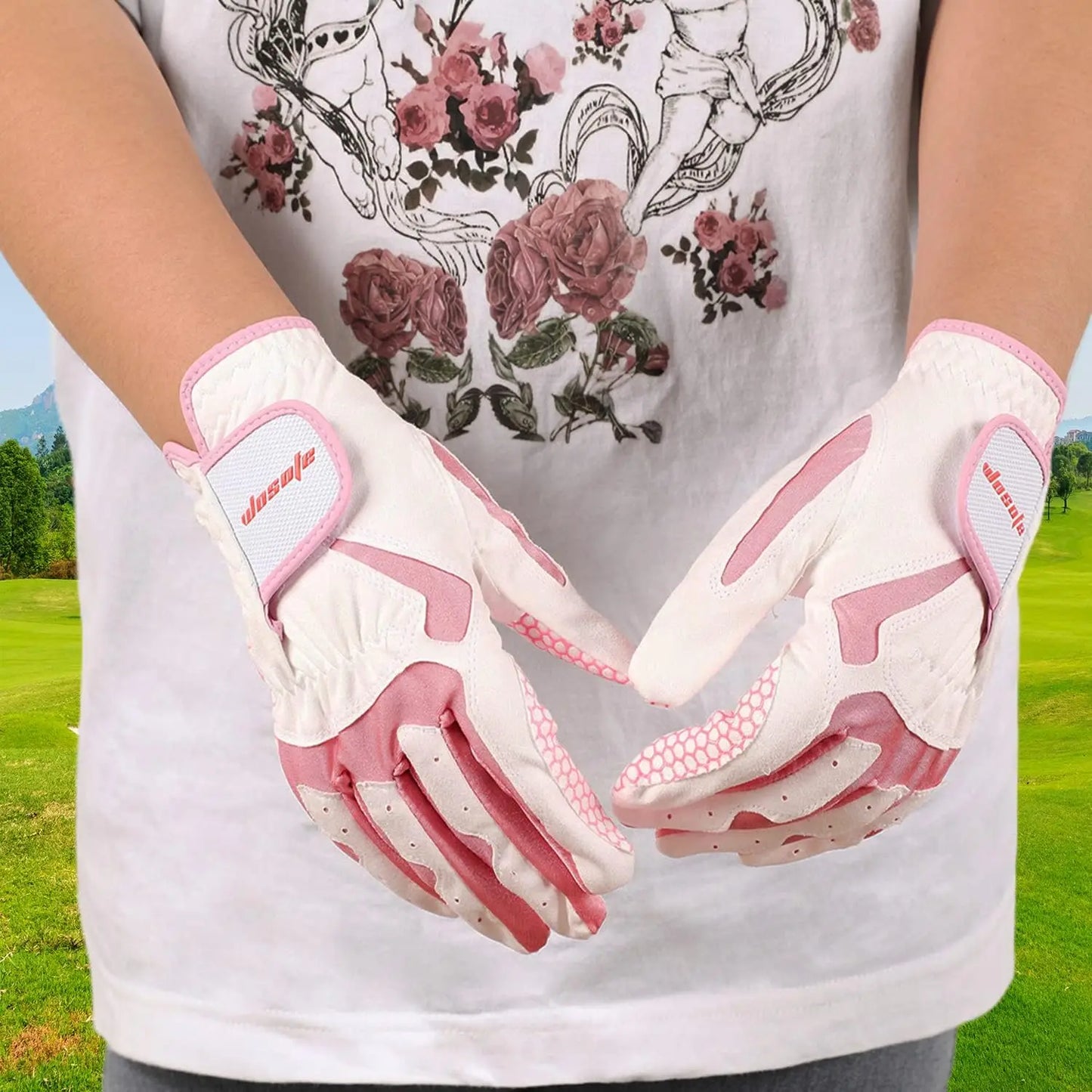 Golf Gloves Women Both Hands Pair Synthetic PU Soft Silica Gel Non-Slip Ventilation Comfortable