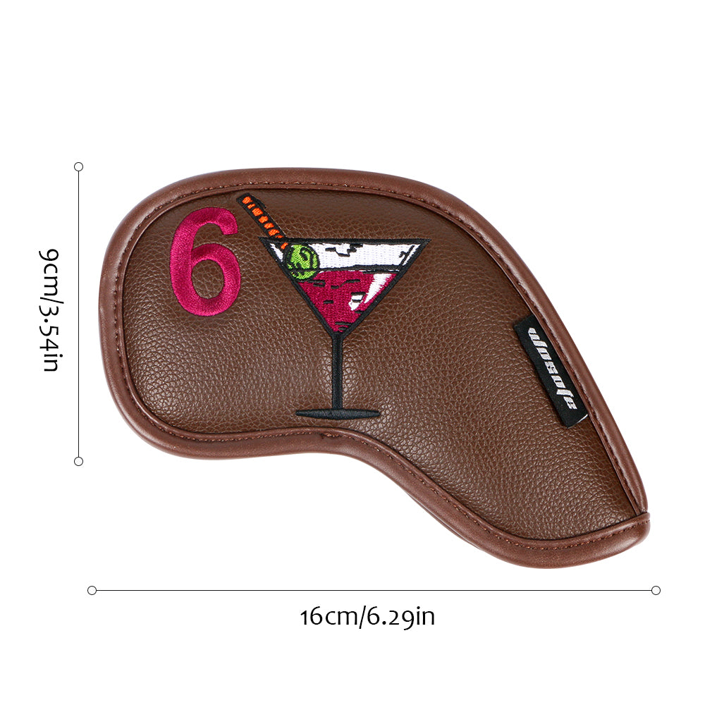 Golf Club Iron Head Covers Brown Wine Glass Pattern