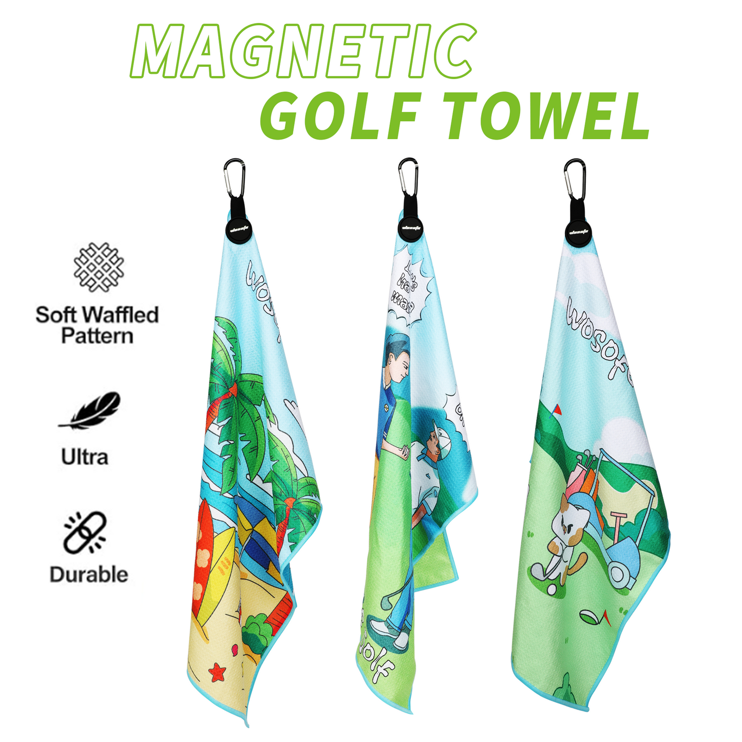 M16 New Design Golf Towel Digital Printing Fun Cartoon Pattern with Magnetic Clasp