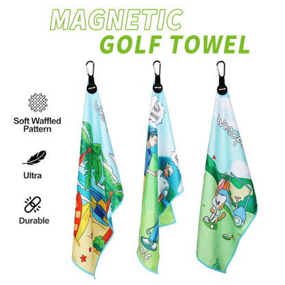 M16 New Design Golf Towel Digital Printing Fun Cartoon Pattern with Magnetic Clasp