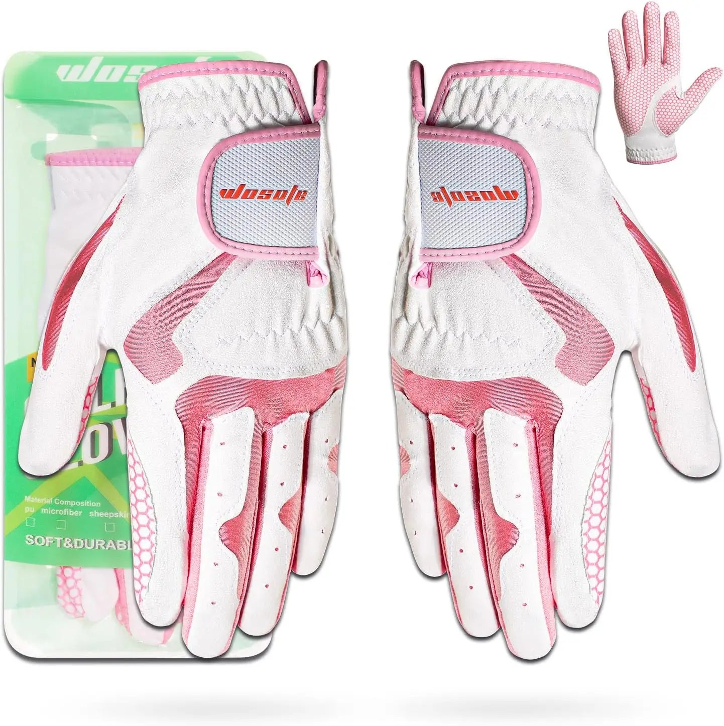 Golf Gloves Women Both Hands Pair Synthetic PU Soft Silica Gel Non-Slip Ventilation Comfortable