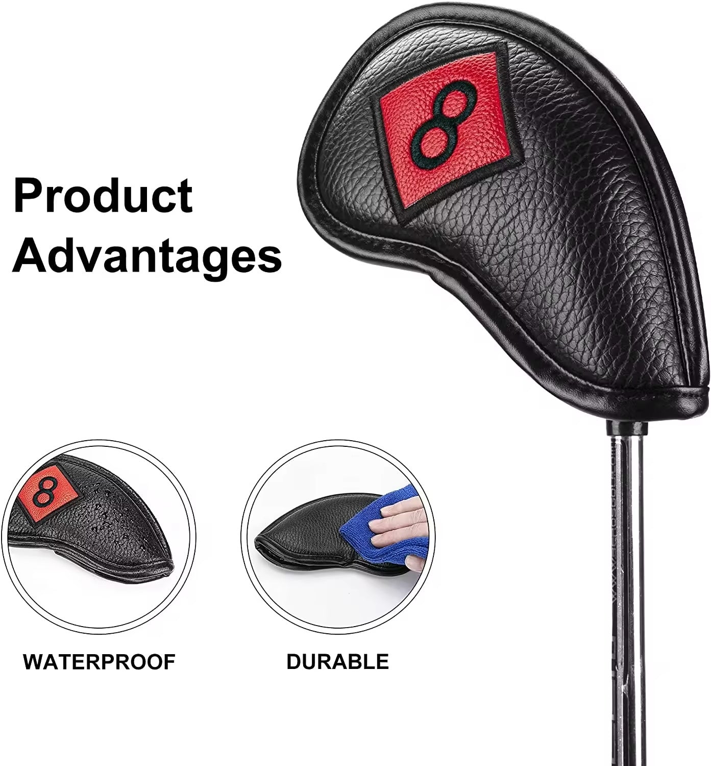 New Black And Red Color Scheme Golf Iron Covers 11 PCS/Set Lychee Texture