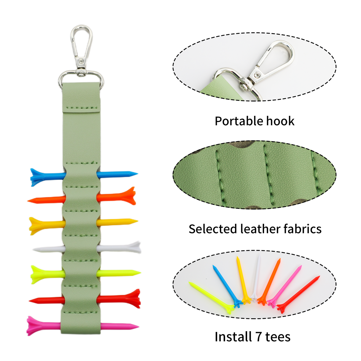 Fruit Green Golf Ball Spike Holder Portable Attaches To Bag 7PCS