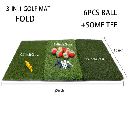 Golf Mat 3in1 Foldable - Practice Turf Backyard Or Indoor Chipping Hitting Mat