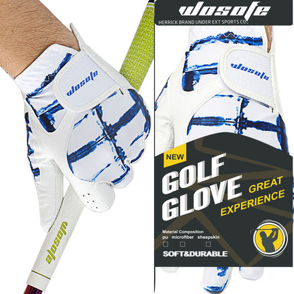 Golf Glove For Men's Left Hand White Soft Leather Breathable Professional Golf Hand Wear