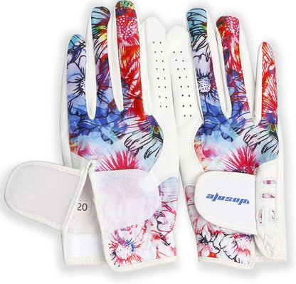 Wosofe Golf Women's Gloves Hands Cool Leather Summer Floral Breathable Sports Gloves