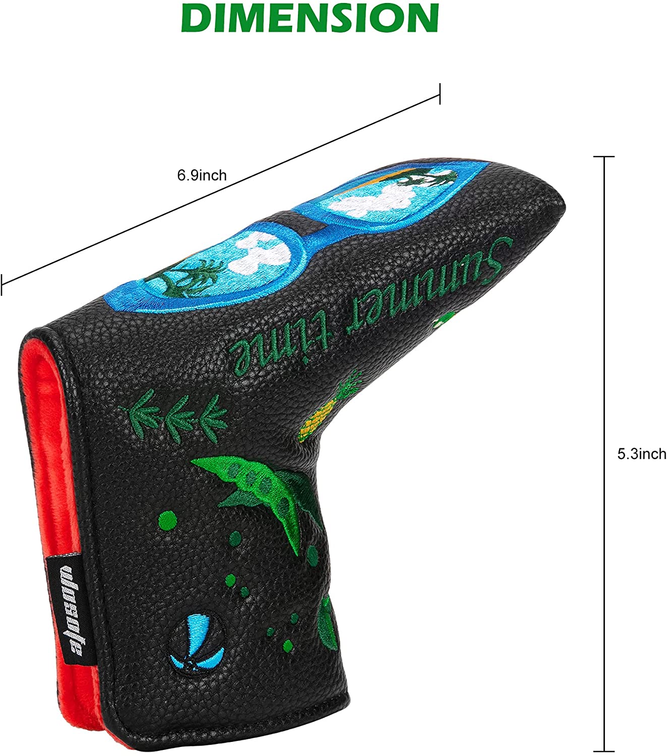 Golf Blade Putter Cover Headcover Magnetic Synthetic Leather Closure  Embroidery Funny Patterns Soft for Women and Men Fit Most Brands Protector  Black