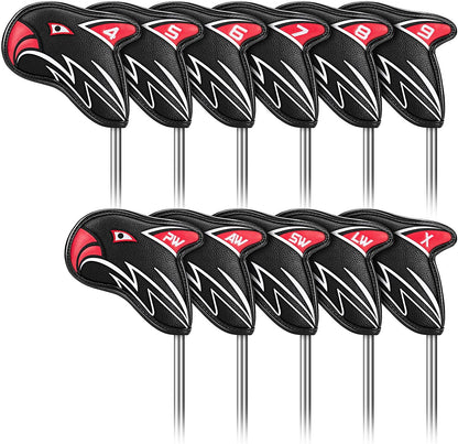 Golf Iron Headcovers 11pcs Soft Black Closely Protector Waterproof Durable Fit Most Clubs（4-9 Pw Aw Sw Lw X）